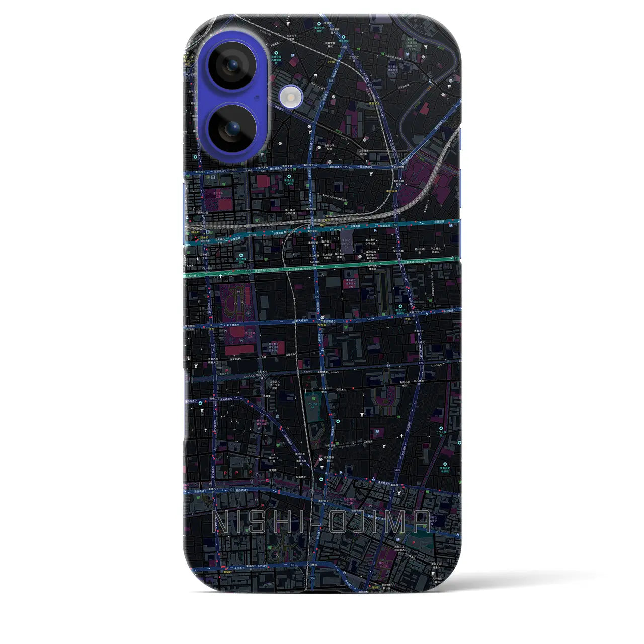 【西大島(東京都)】地図柄iPhoneケース(バックカバータイプ)