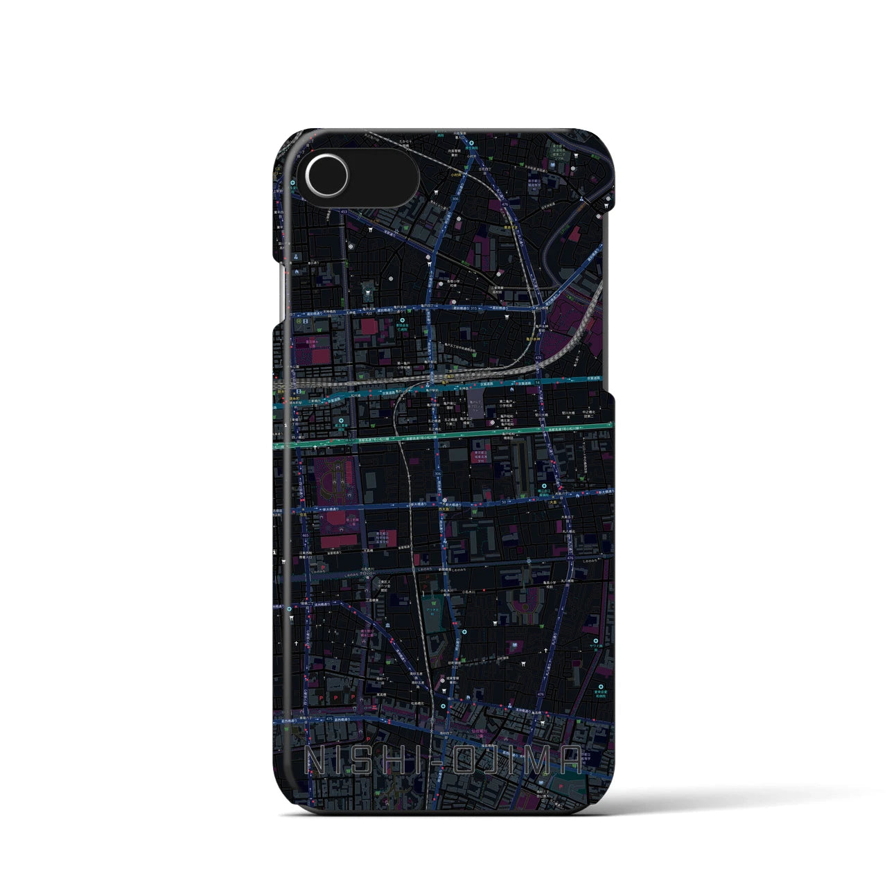 【西大島(東京都)】地図柄iPhoneケース(バックカバータイプ)