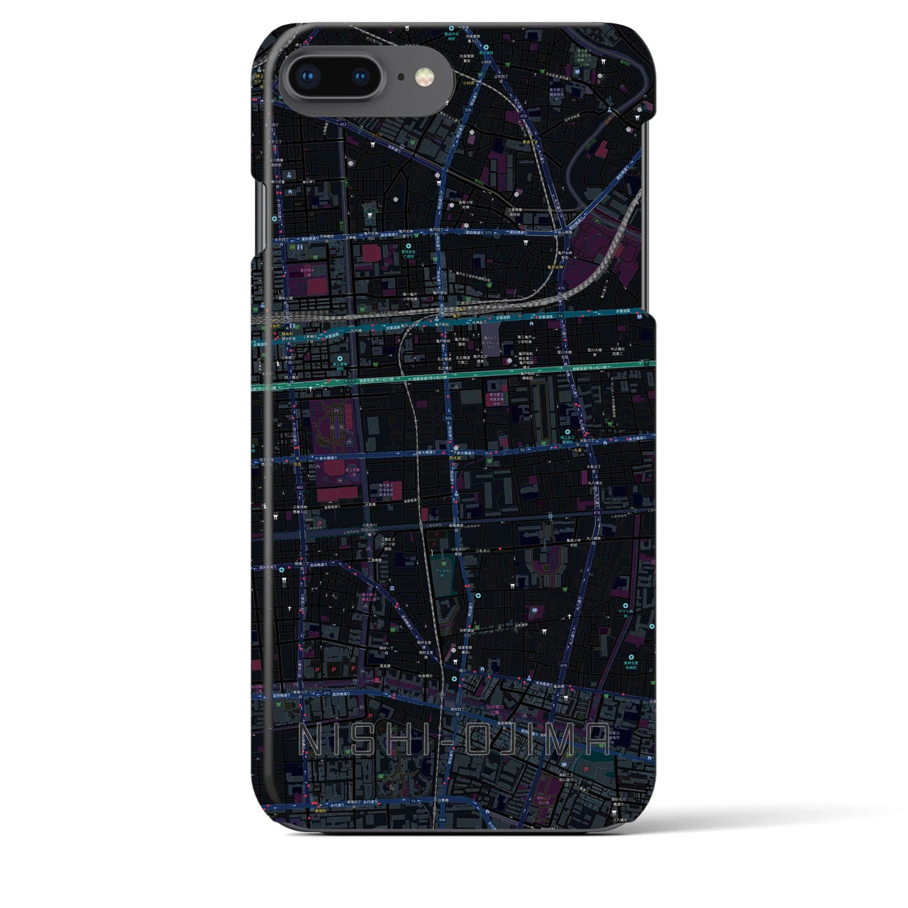 【西大島(東京都)】地図柄iPhoneケース(バックカバータイプ)