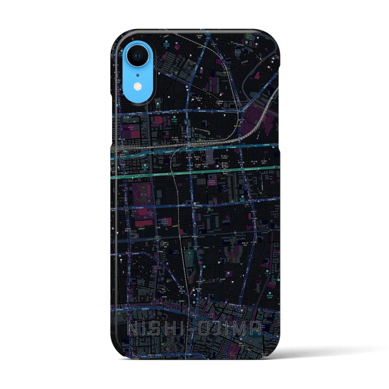 【西大島(東京都)】地図柄iPhoneケース(バックカバータイプ)