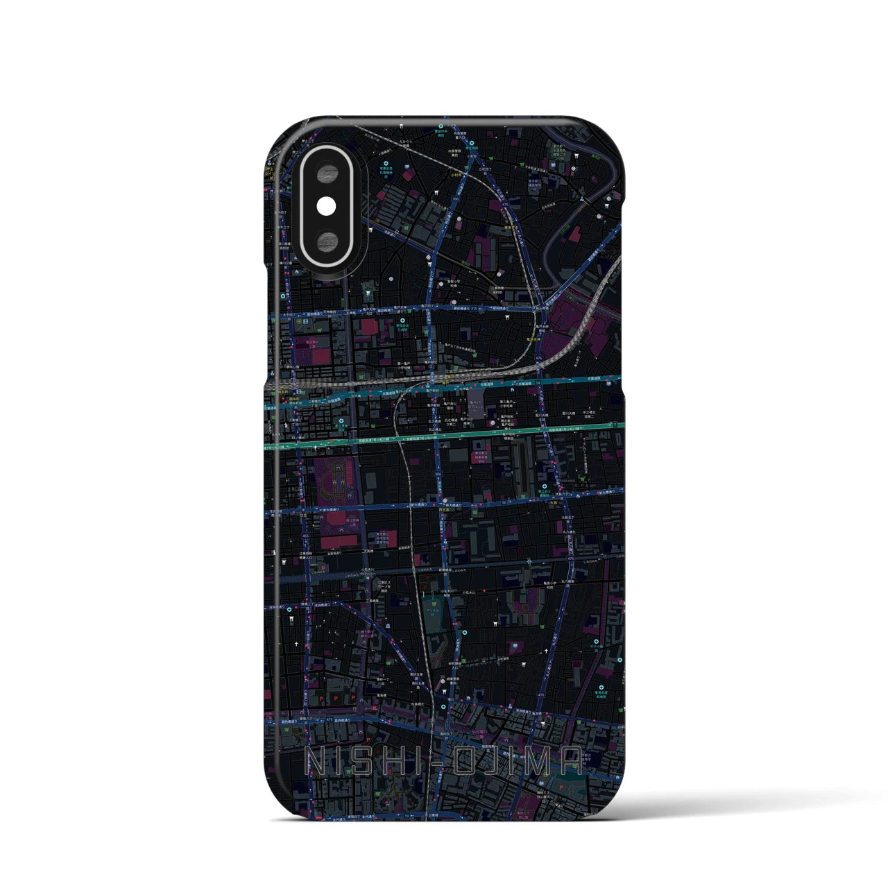 【西大島(東京都)】地図柄iPhoneケース(バックカバータイプ)