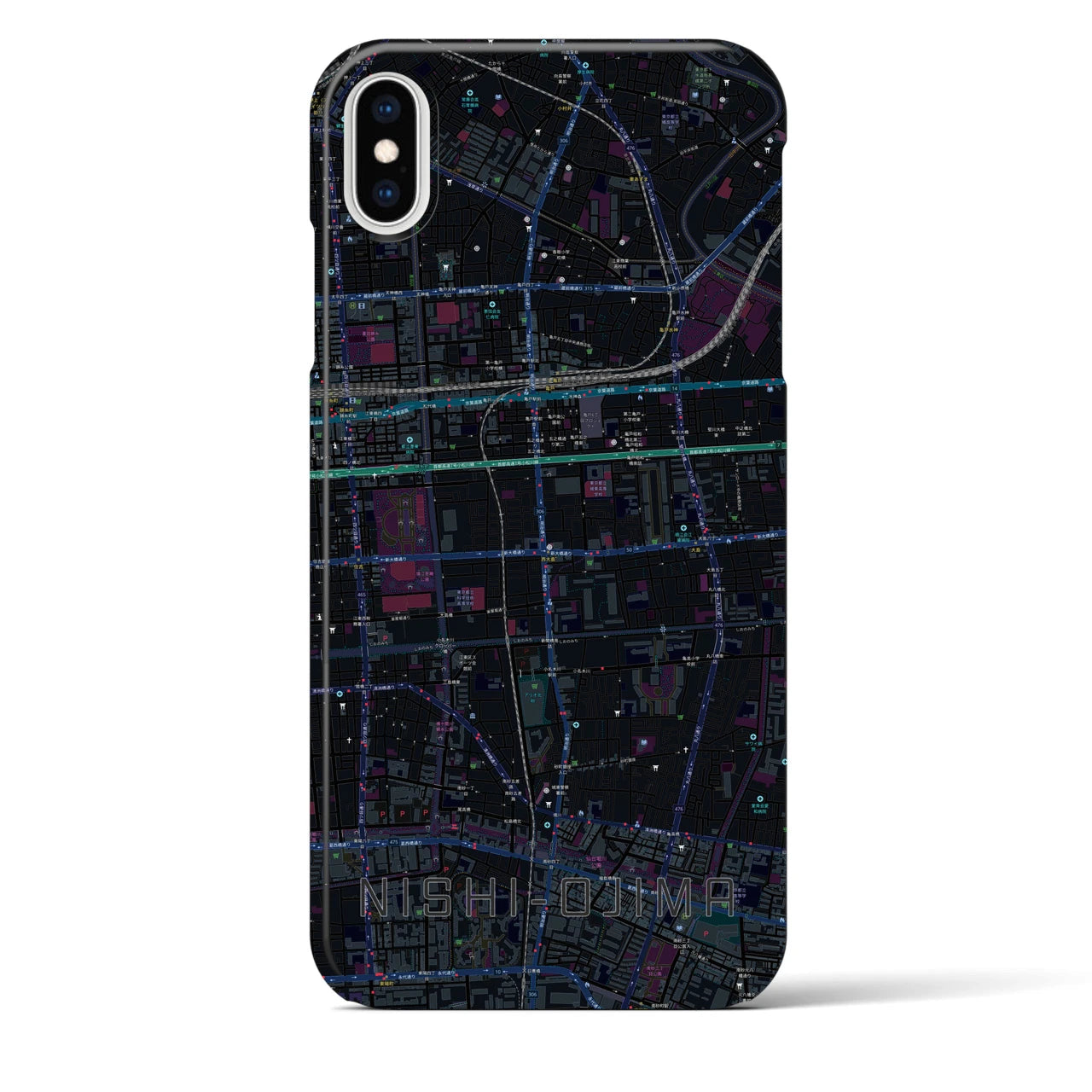 【西大島(東京都)】地図柄iPhoneケース(バックカバータイプ)