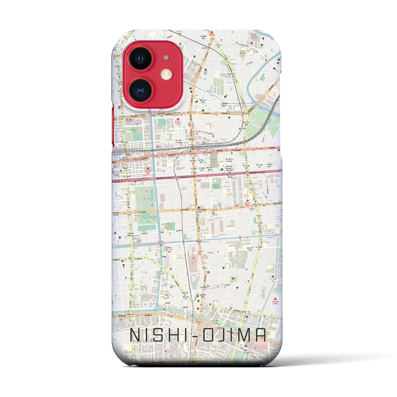 【西大島(東京都)】地図柄iPhoneケース(バックカバータイプ)