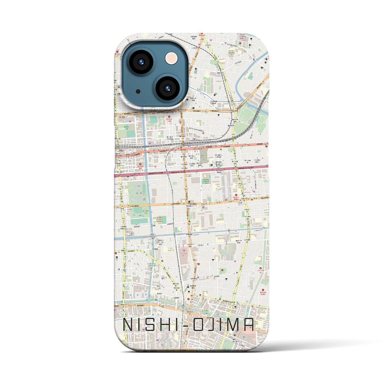 【西大島(東京都)】地図柄iPhoneケース(バックカバータイプ)