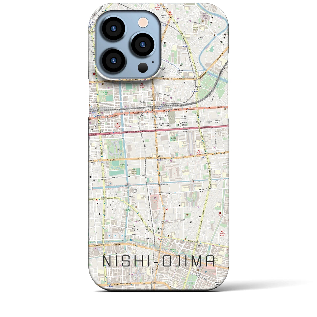 【西大島(東京都)】地図柄iPhoneケース(バックカバータイプ)