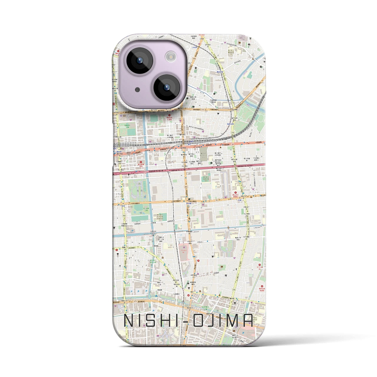 【西大島(東京都)】地図柄iPhoneケース(バックカバータイプ)