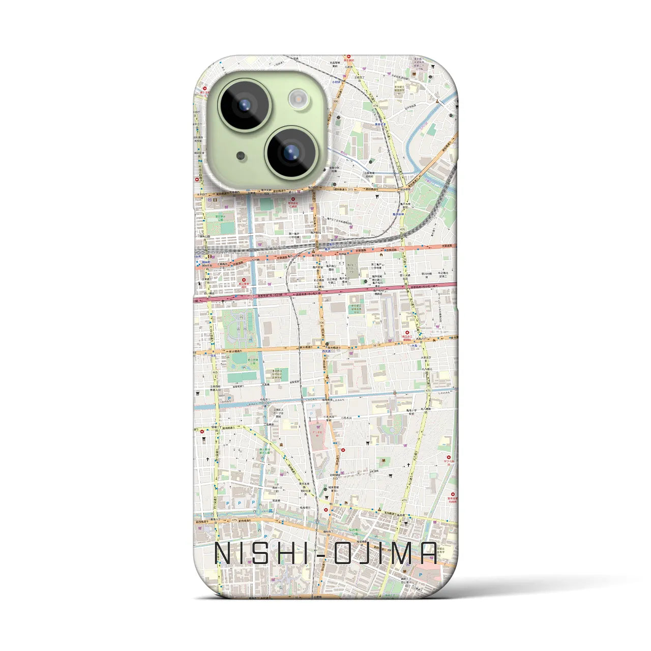 【西大島(東京都)】地図柄iPhoneケース(バックカバータイプ)