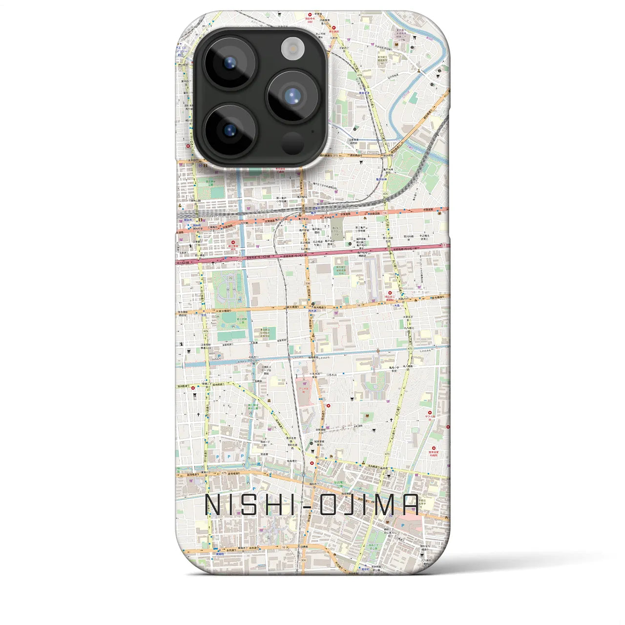 【西大島(東京都)】地図柄iPhoneケース(バックカバータイプ)