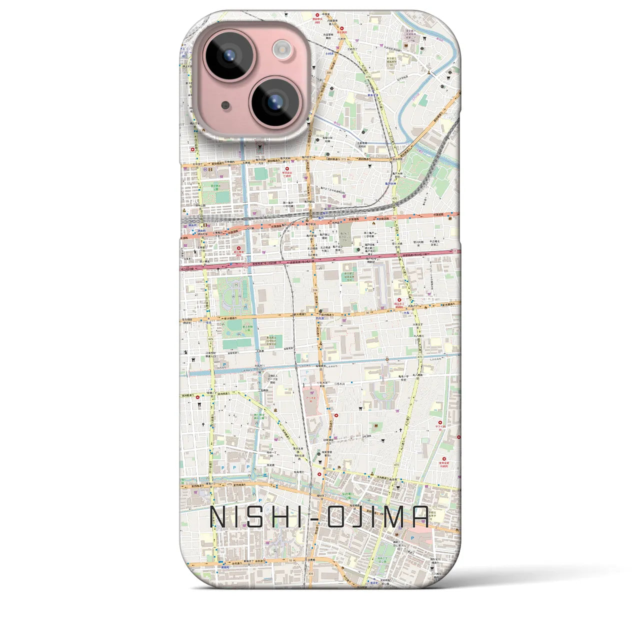 【西大島(東京都)】地図柄iPhoneケース(バックカバータイプ)