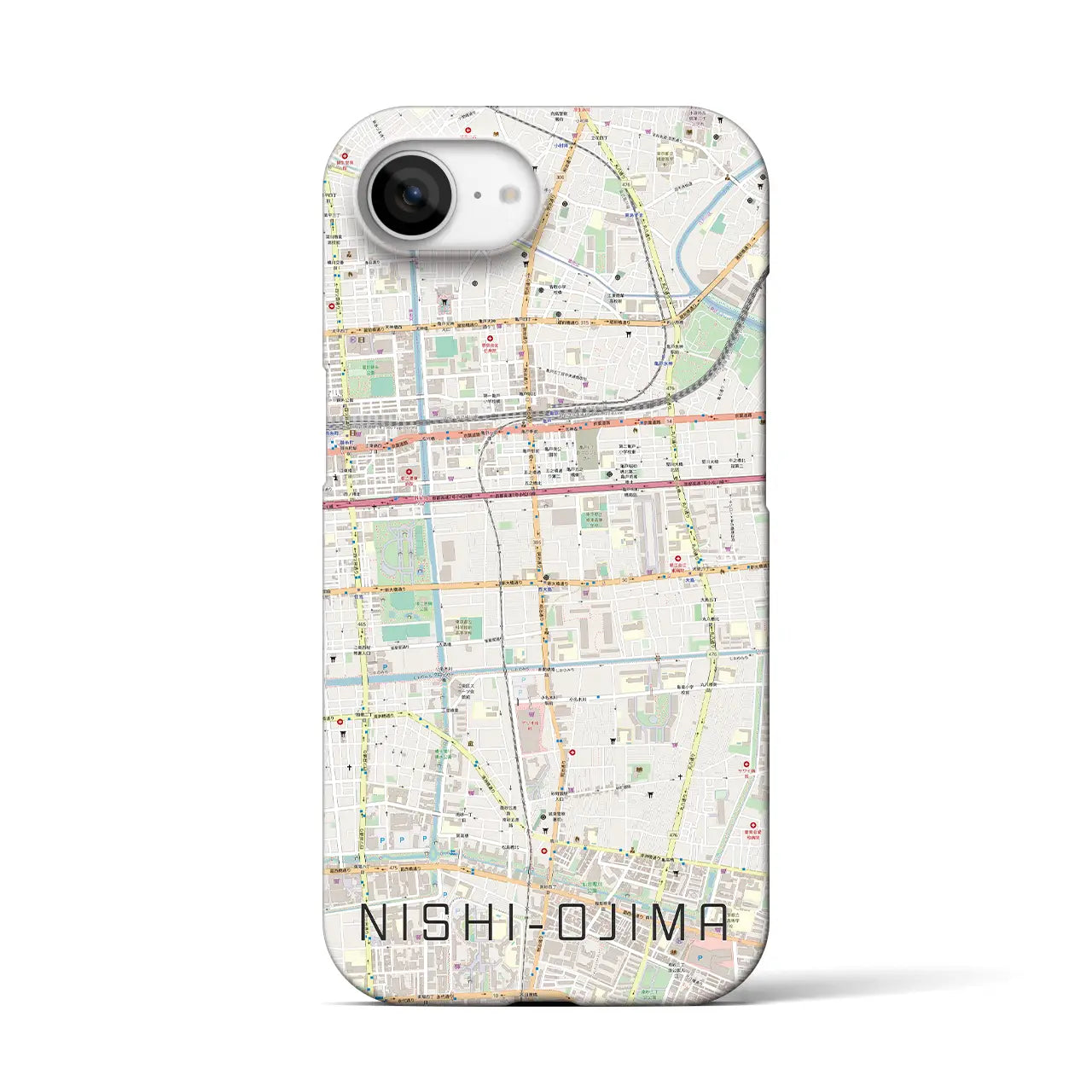 【西大島(東京都)】地図柄iPhoneケース(バックカバータイプ)