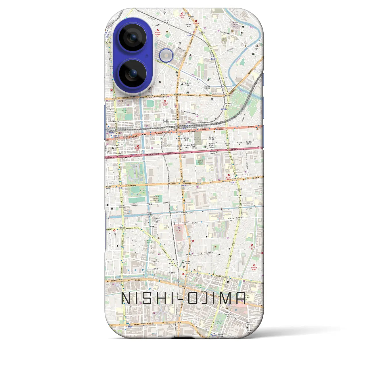 【西大島(東京都)】地図柄iPhoneケース(バックカバータイプ)