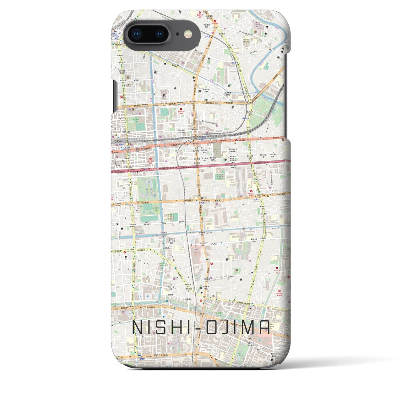 【西大島(東京都)】地図柄iPhoneケース(バックカバータイプ)