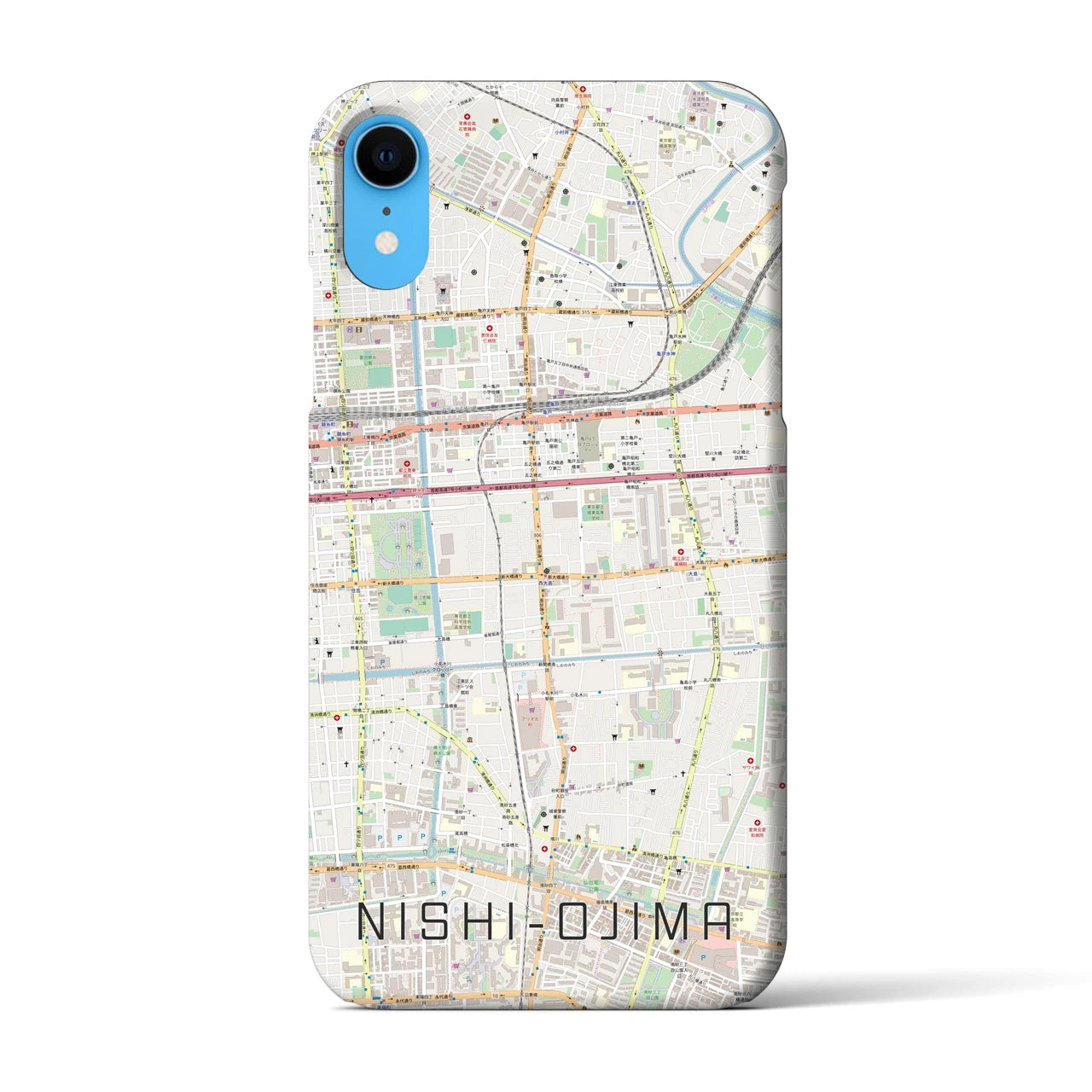 【西大島(東京都)】地図柄iPhoneケース(バックカバータイプ)