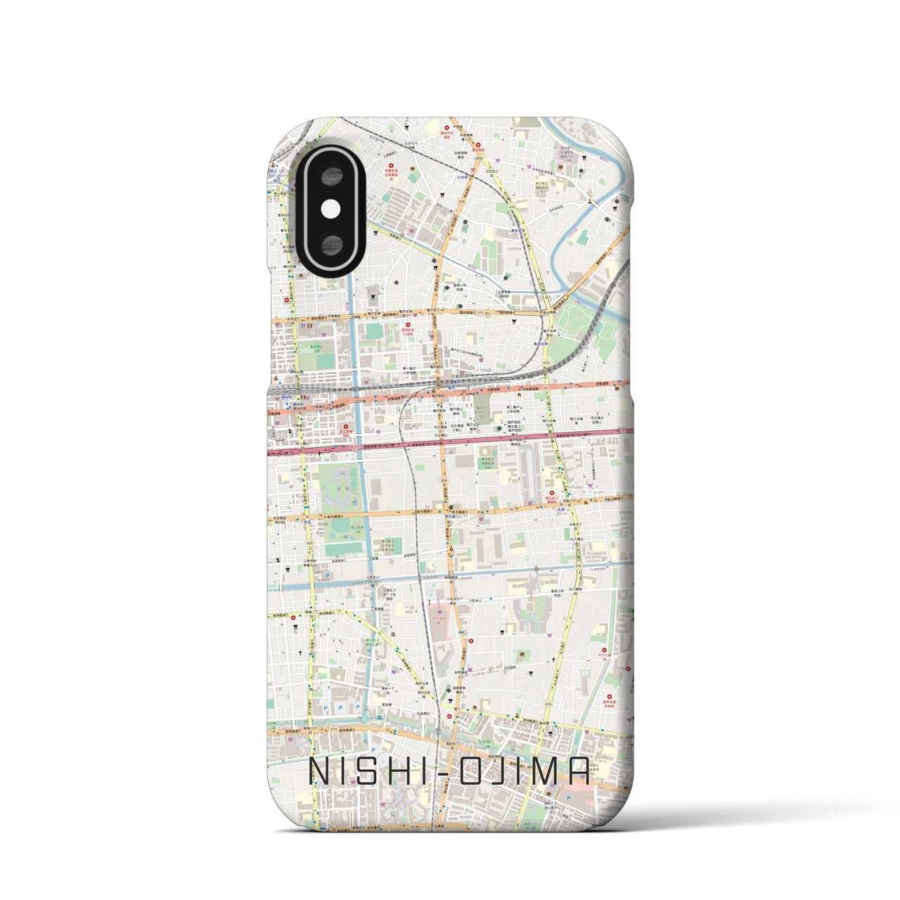 【西大島(東京都)】地図柄iPhoneケース(バックカバータイプ)