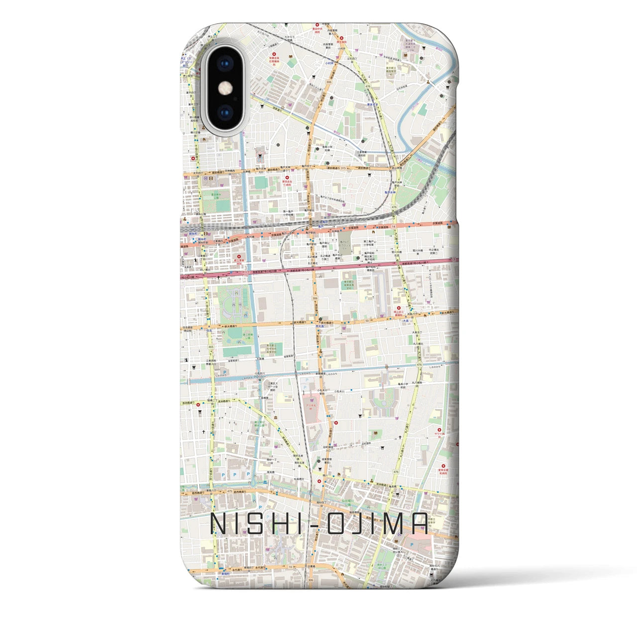 【西大島(東京都)】地図柄iPhoneケース(バックカバータイプ)