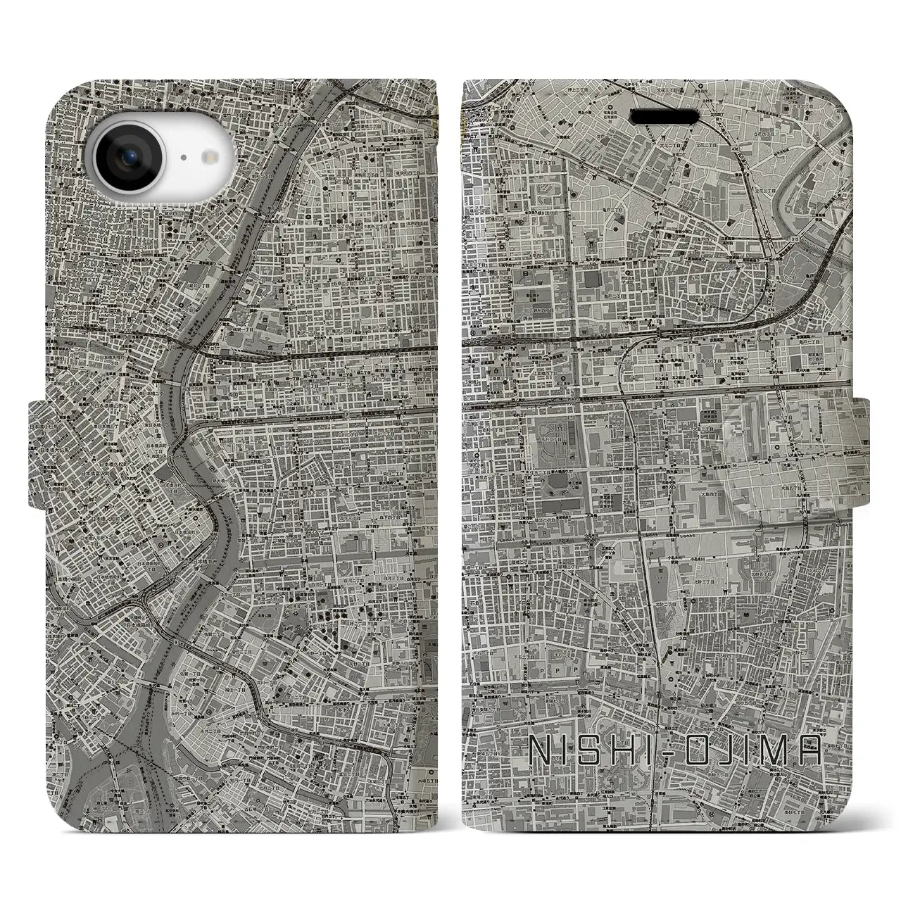 【西大島(東京都)】地図柄iPhoneケース(手帳タイプ)