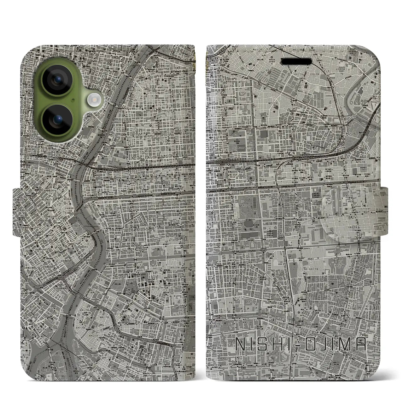 【西大島(東京都)】地図柄iPhoneケース(手帳タイプ)