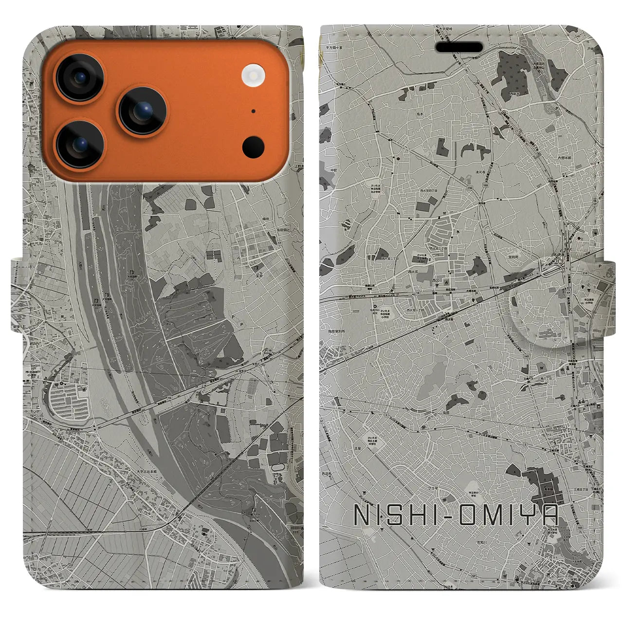 【西大宮(埼玉県)】地図柄iPhoneケース(手帳タイプ)