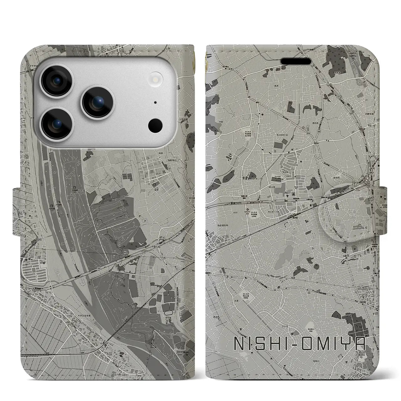 【西大宮(埼玉県)】地図柄iPhoneケース(手帳タイプ)