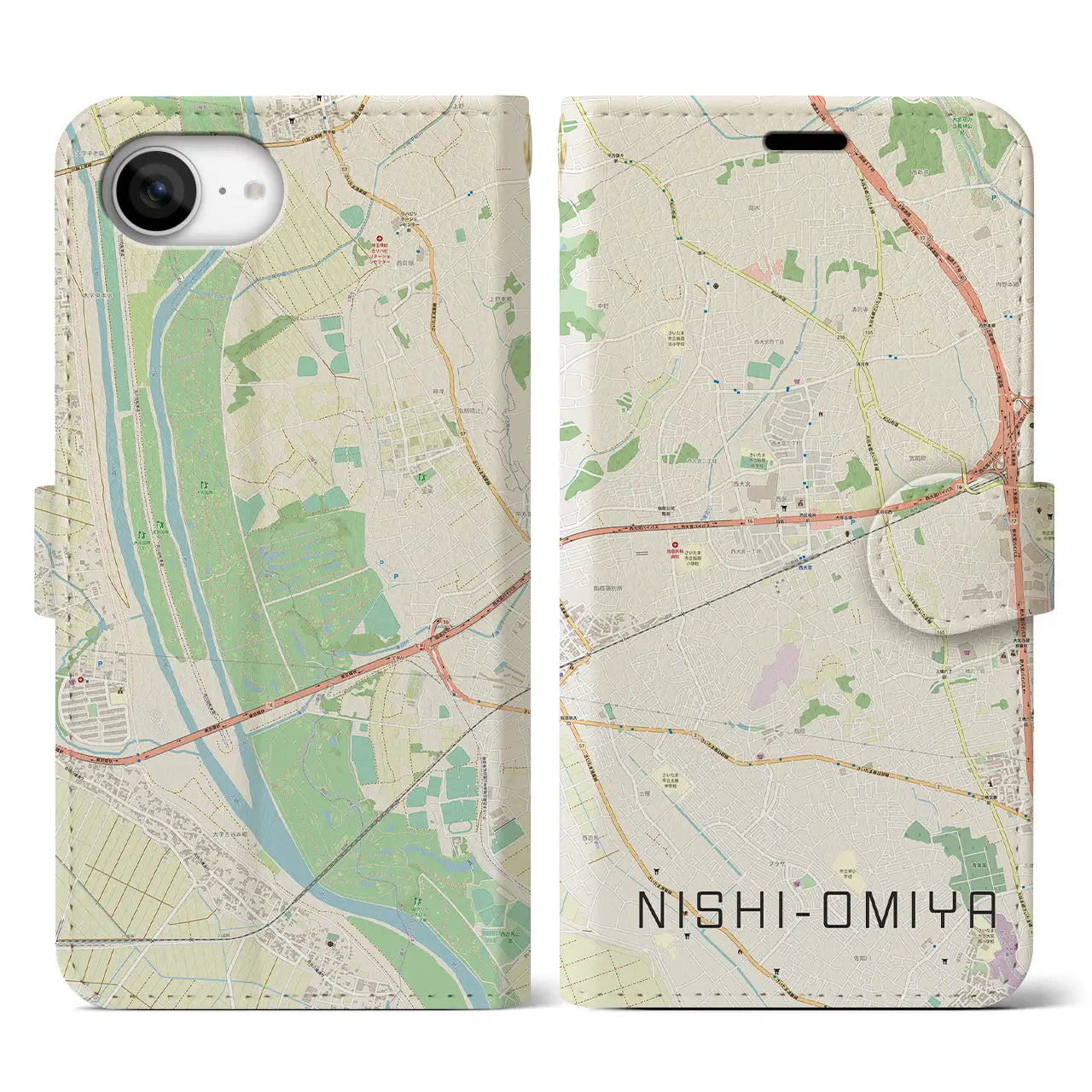 【西大宮(埼玉県)】地図柄iPhoneケース(手帳タイプ)