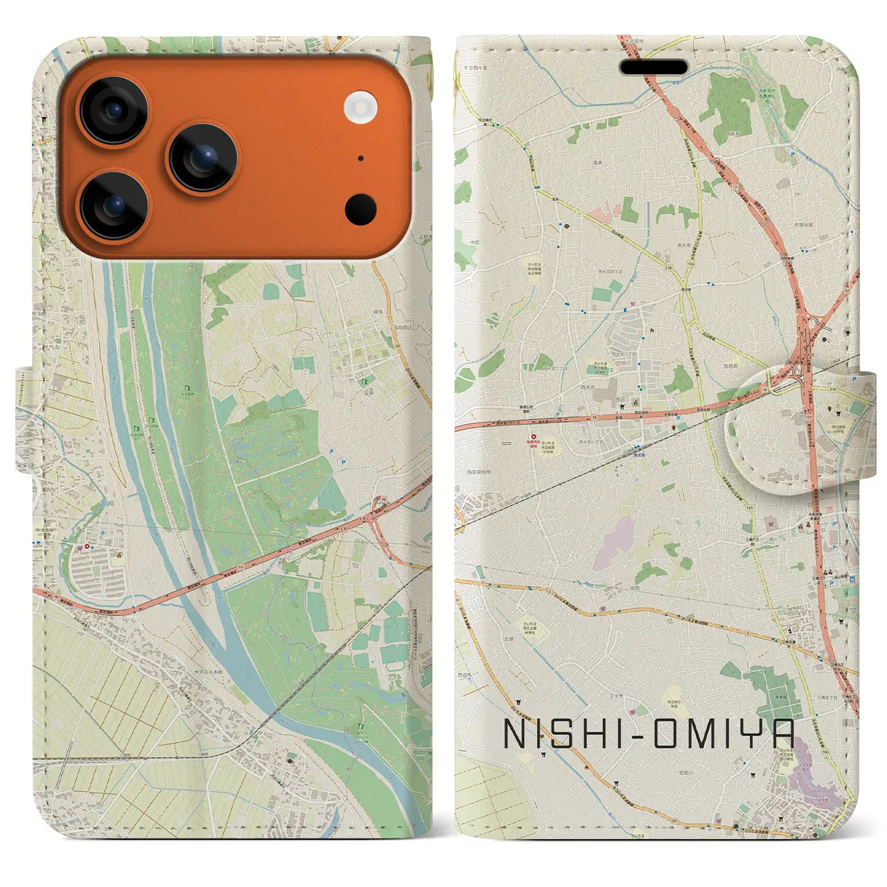 【西大宮(埼玉県)】地図柄iPhoneケース(手帳タイプ)