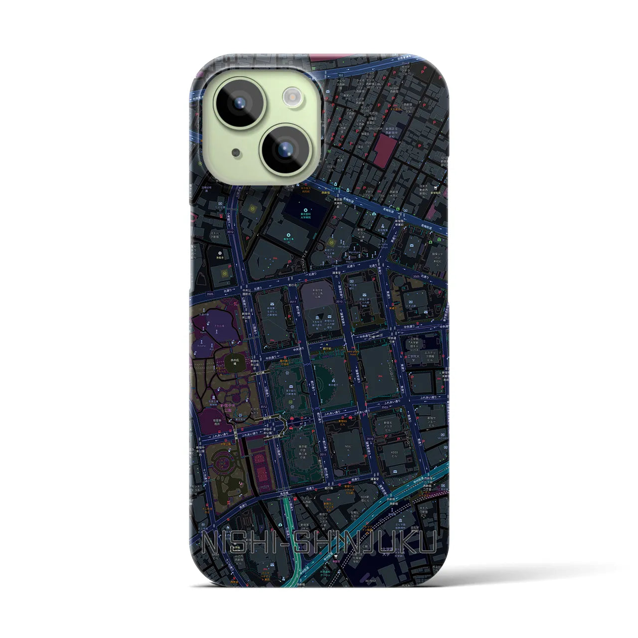 【西新宿(東京都)】地図柄iPhoneケース(バックカバータイプ)