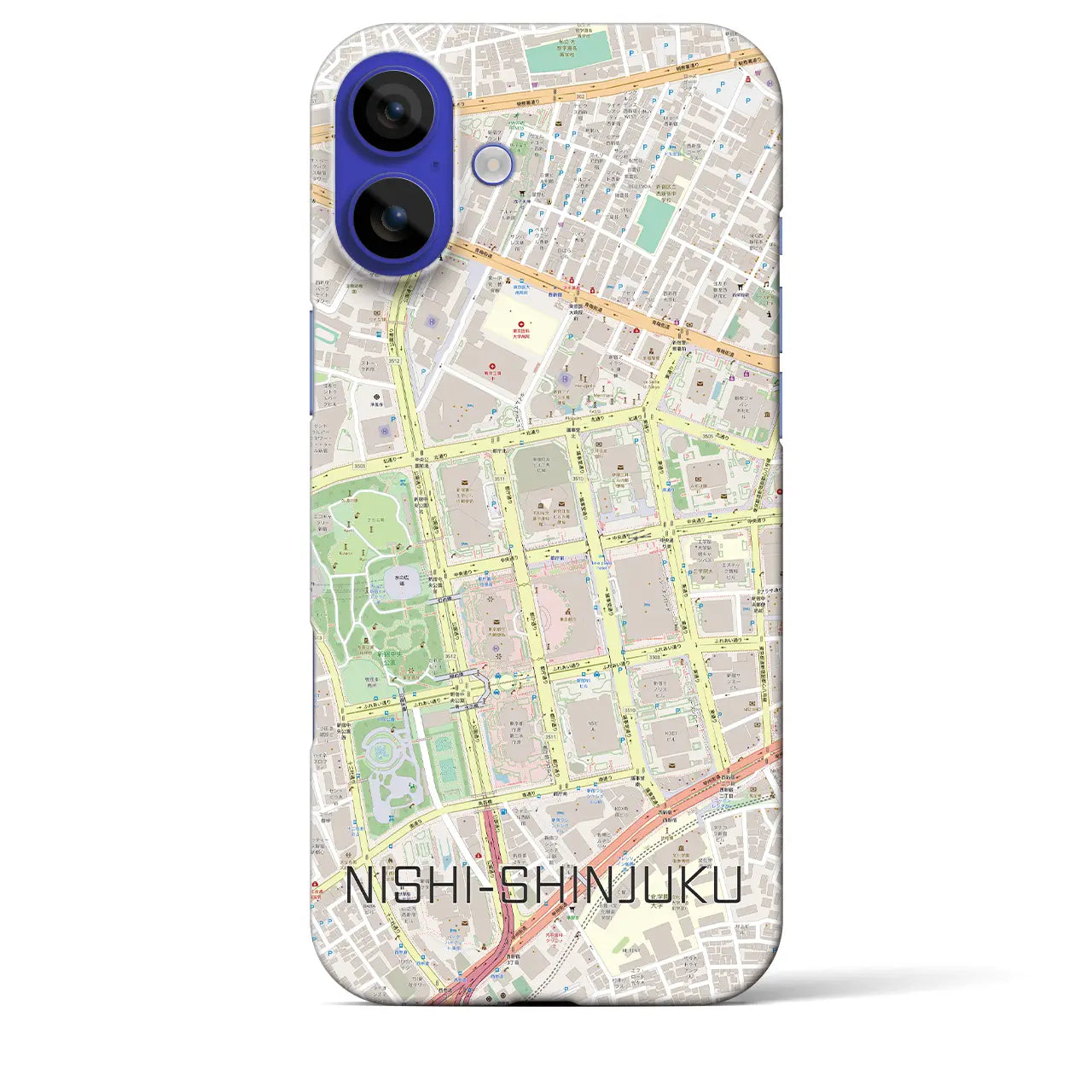 【西新宿(東京都)】地図柄iPhoneケース(バックカバータイプ)ブラック・iPhone 16 Pro Max 用