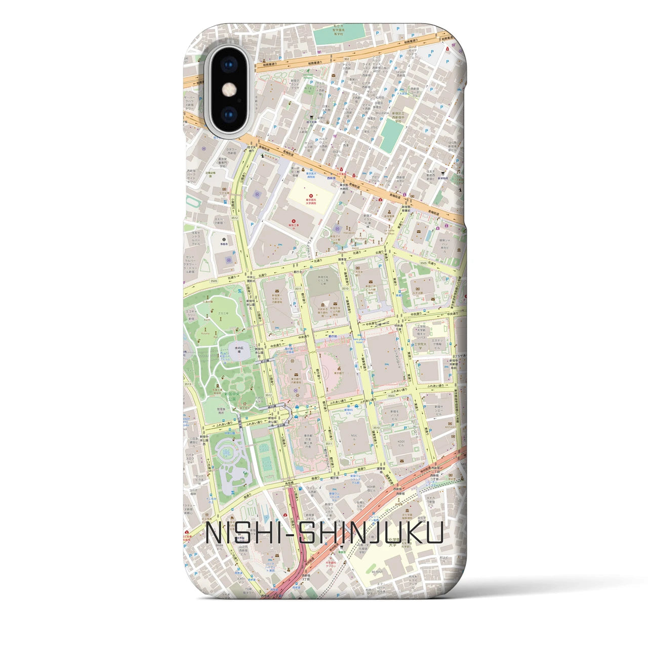 【西新宿(東京都)】地図柄iPhoneケース(バックカバータイプ)