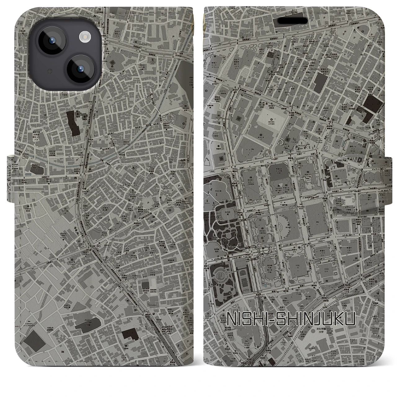 【西新宿(東京都)】地図柄iPhoneケース(手帳タイプ)
