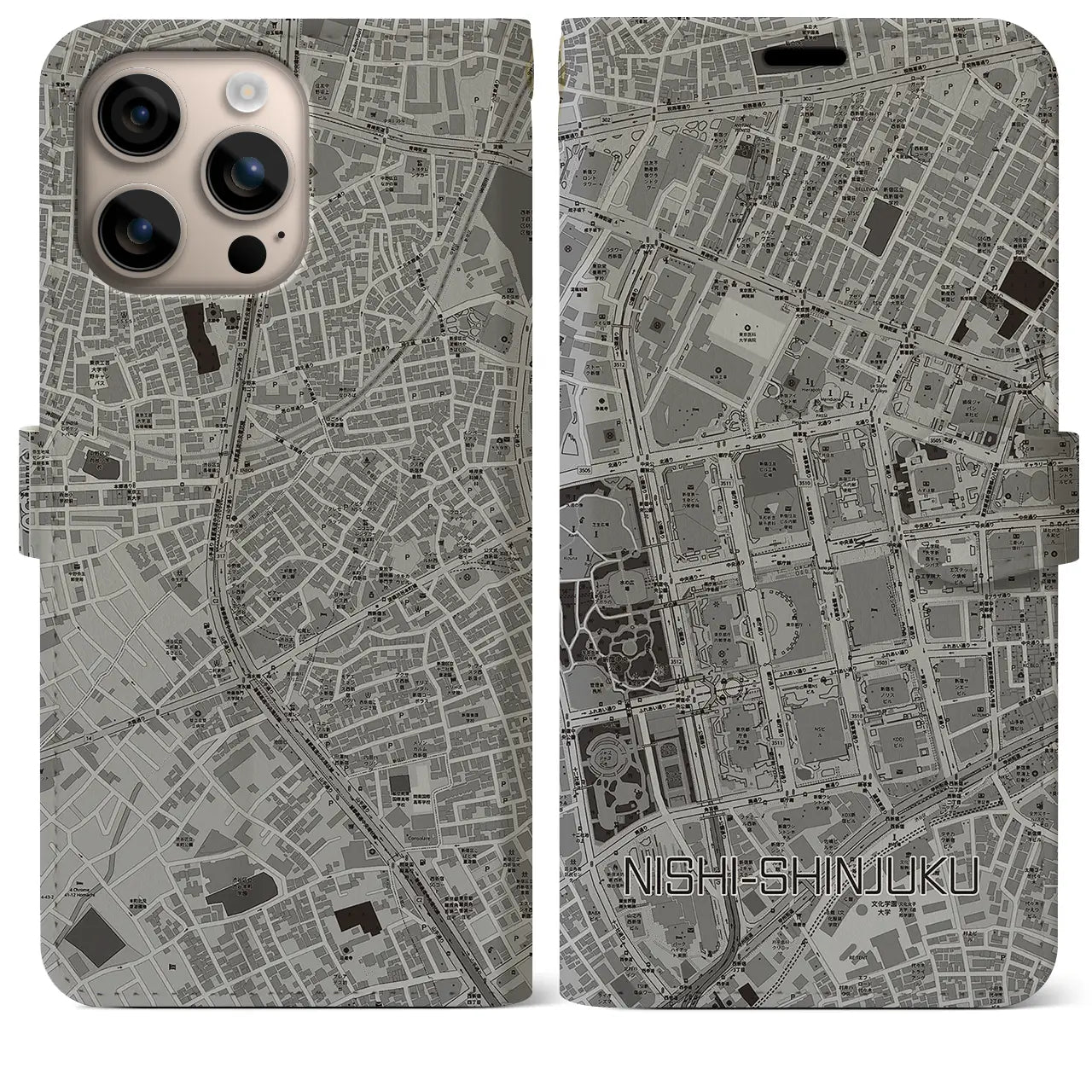 【西新宿(東京都)】地図柄iPhoneケース(手帳タイプ)