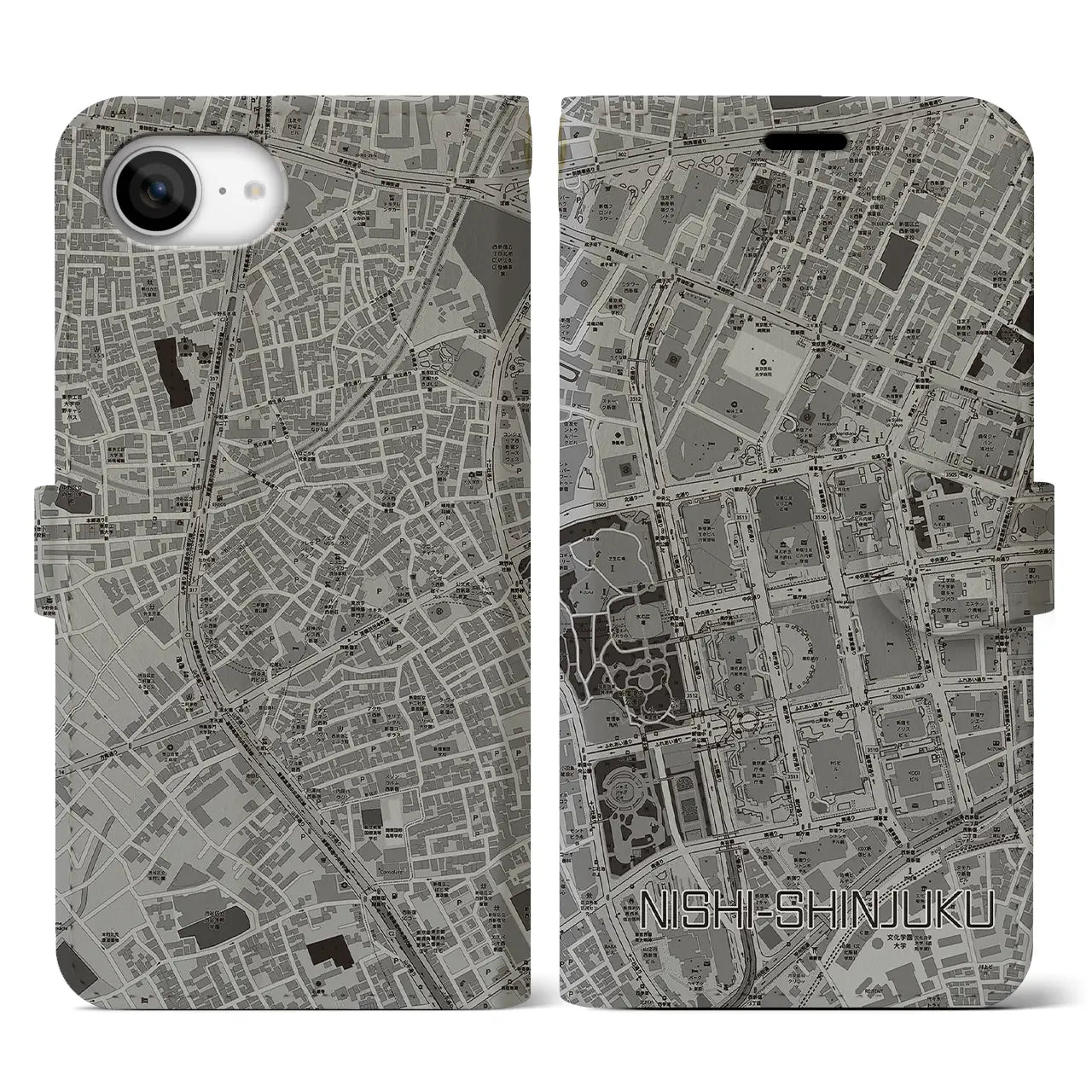 【西新宿(東京都)】地図柄iPhoneケース(手帳タイプ)