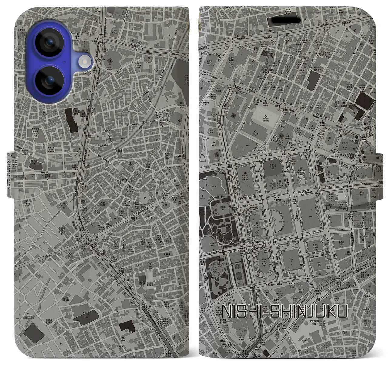 【西新宿(東京都)】地図柄iPhoneケース(手帳タイプ)