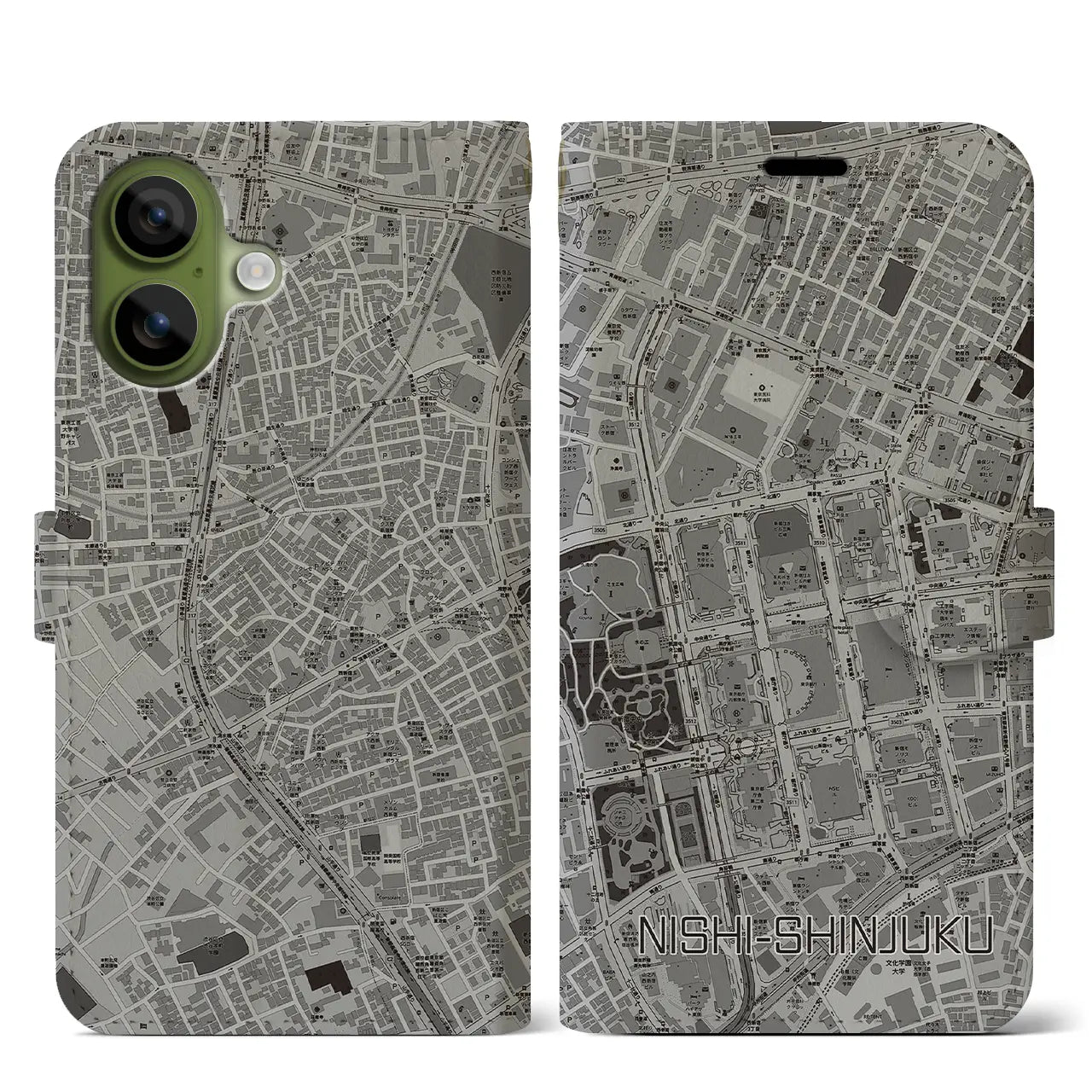 【西新宿(東京都)】地図柄iPhoneケース(手帳タイプ)