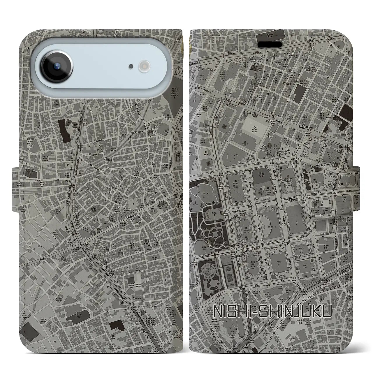 【西新宿(東京都)】地図柄iPhoneケース(手帳タイプ)