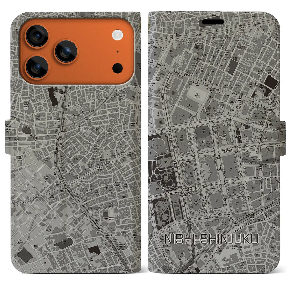 【西新宿(東京都)】地図柄iPhoneケース(手帳タイプ)