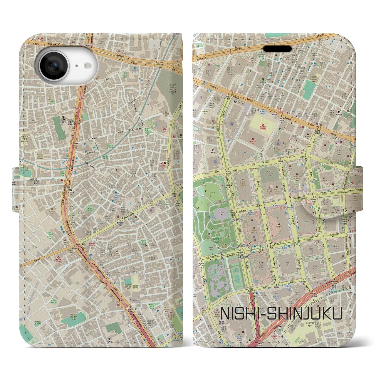 【西新宿(東京都)】地図柄iPhoneケース(手帳タイプ)