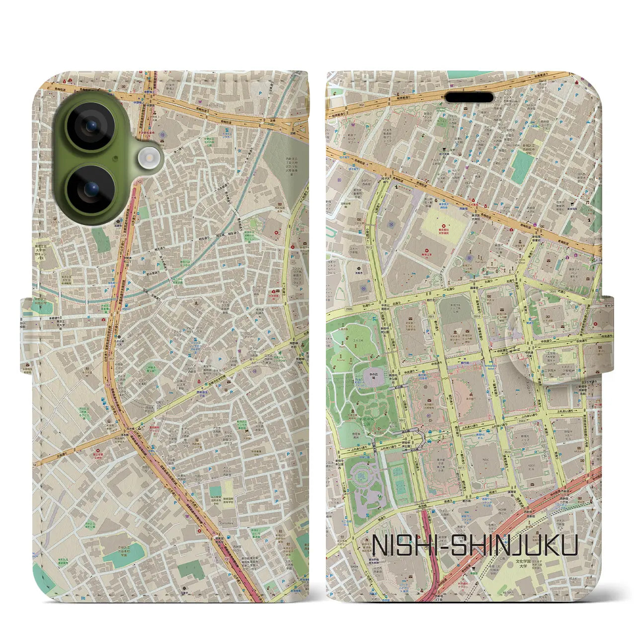 【西新宿(東京都)】地図柄iPhoneケース(手帳タイプ)