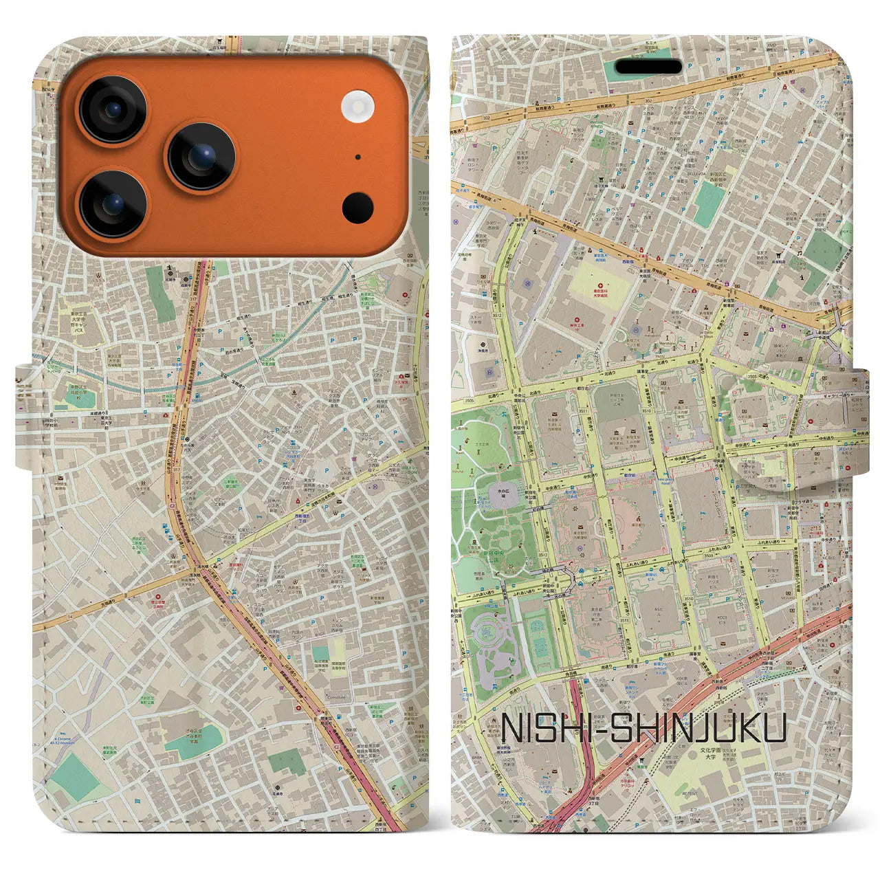 【西新宿(東京都)】地図柄iPhoneケース(手帳タイプ)