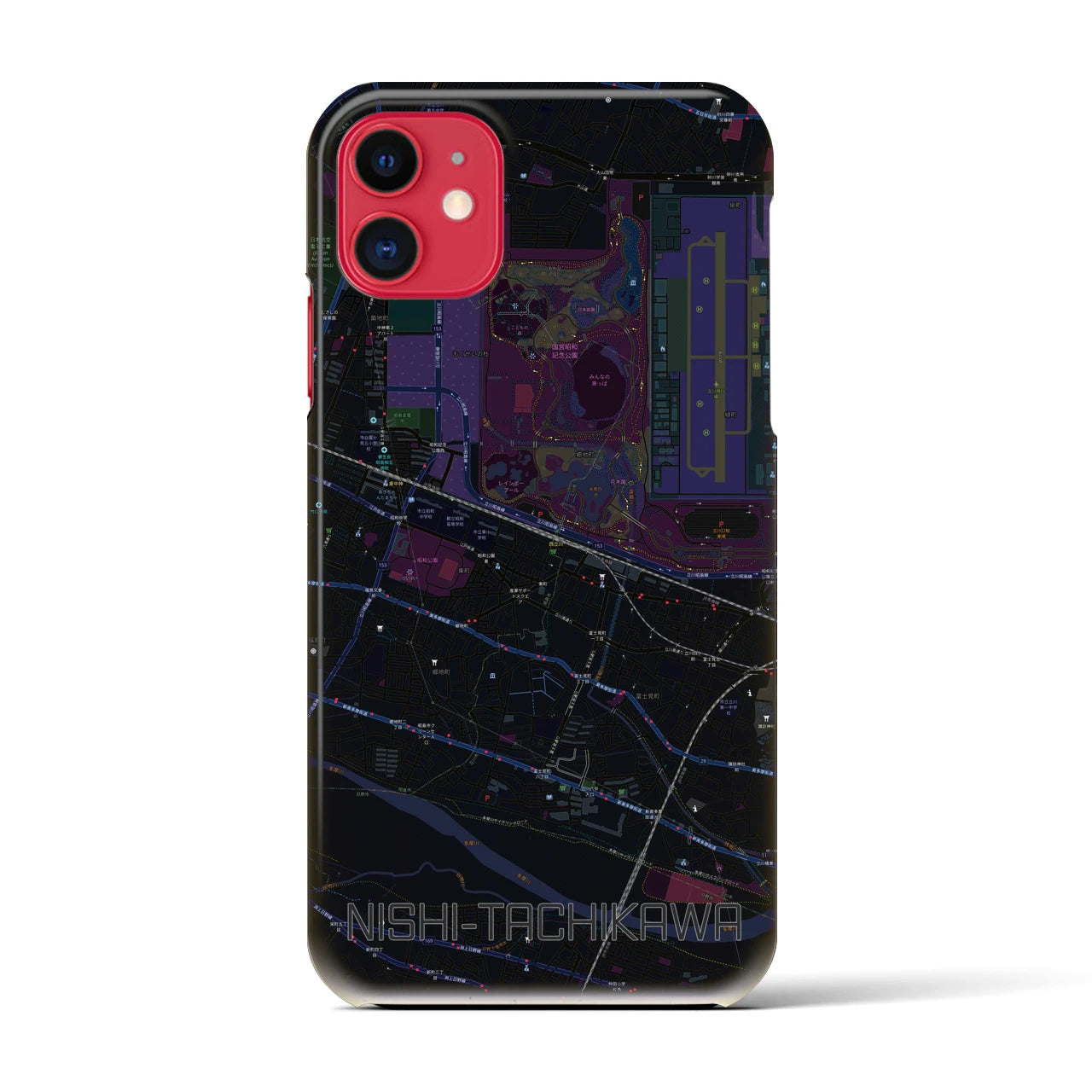 【西立川(東京都)】地図柄iPhoneケース(バックカバータイプ)