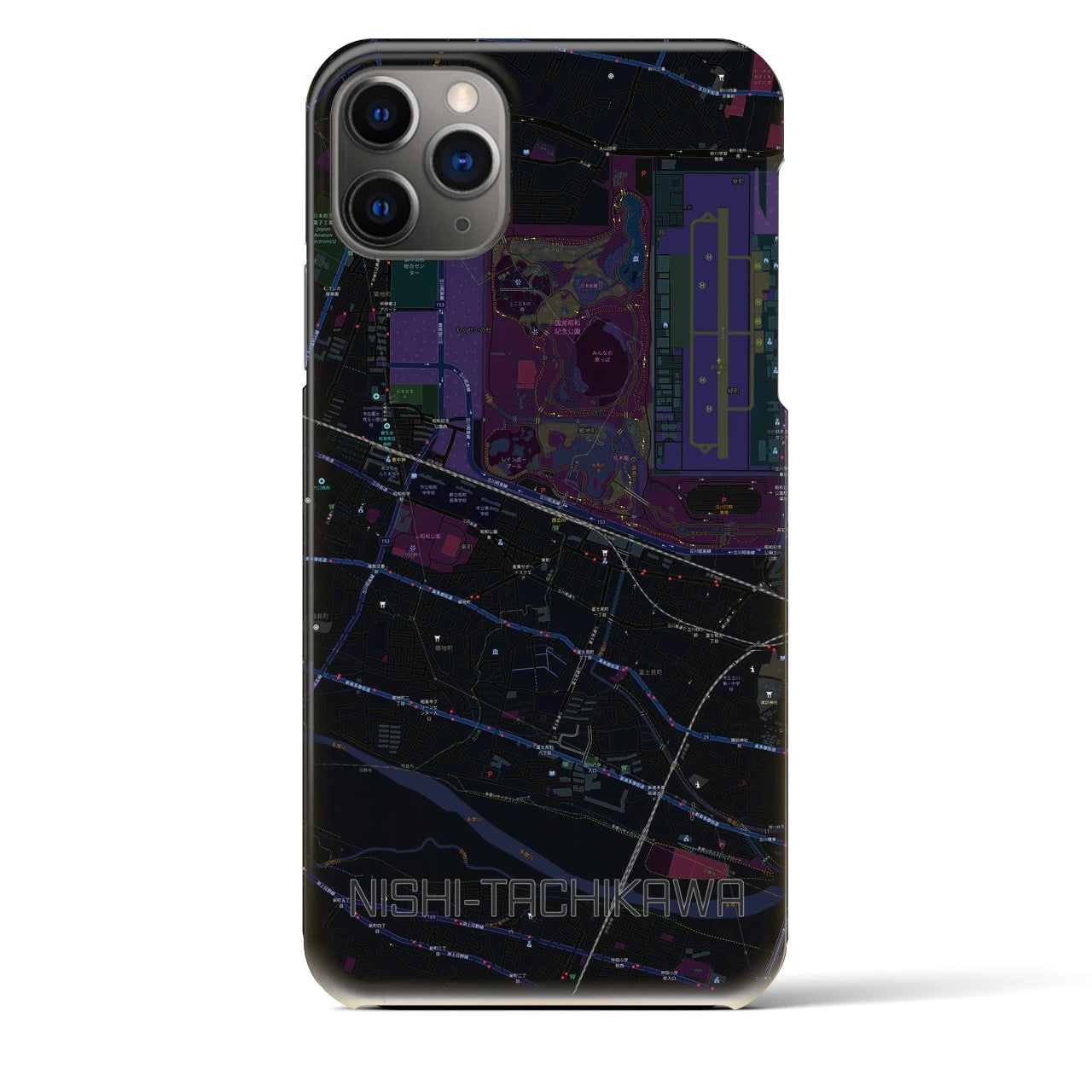 【西立川(東京都)】地図柄iPhoneケース(バックカバータイプ)