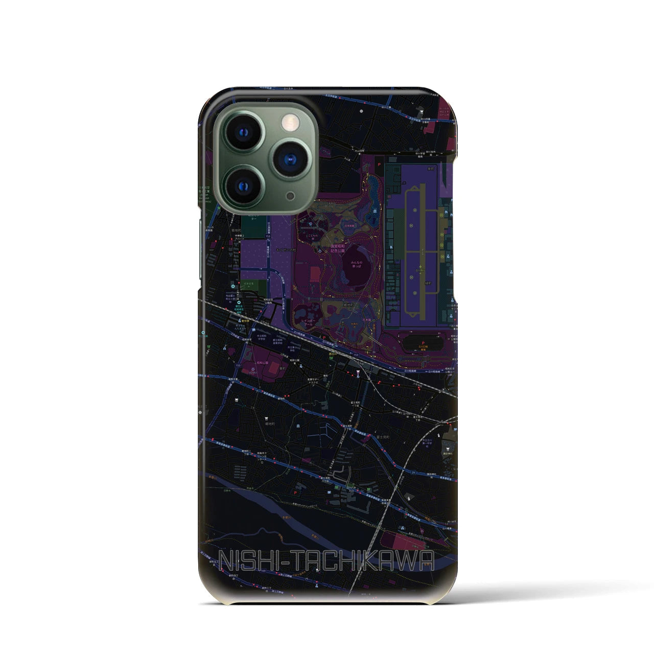 【西立川(東京都)】地図柄iPhoneケース(バックカバータイプ)