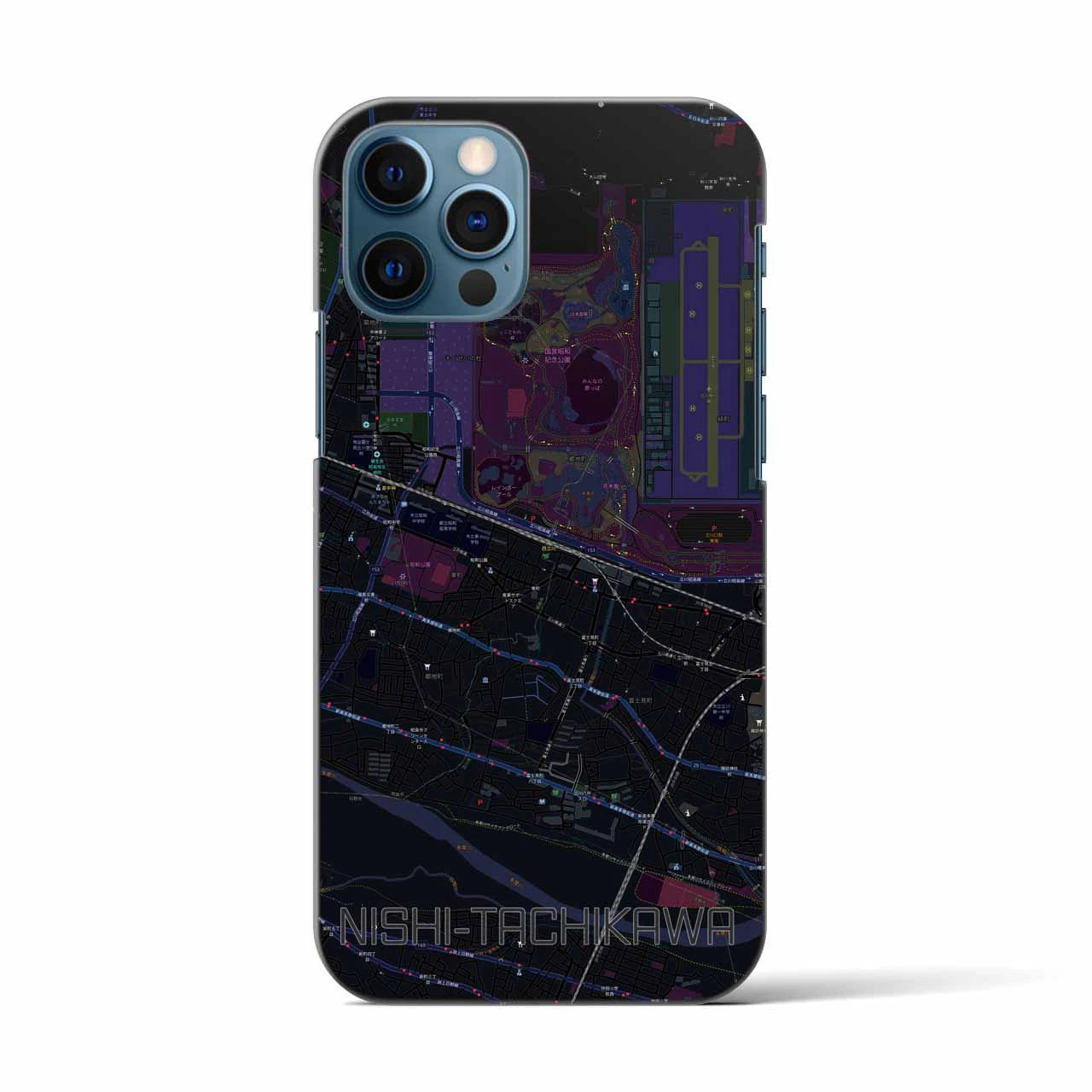 【西立川(東京都)】地図柄iPhoneケース(バックカバータイプ)