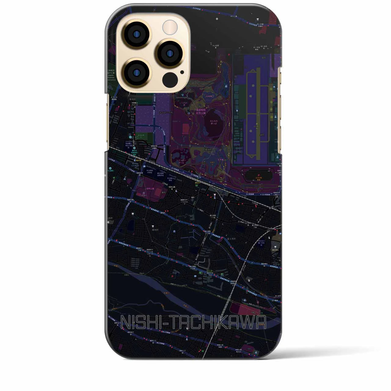 【西立川(東京都)】地図柄iPhoneケース(バックカバータイプ)