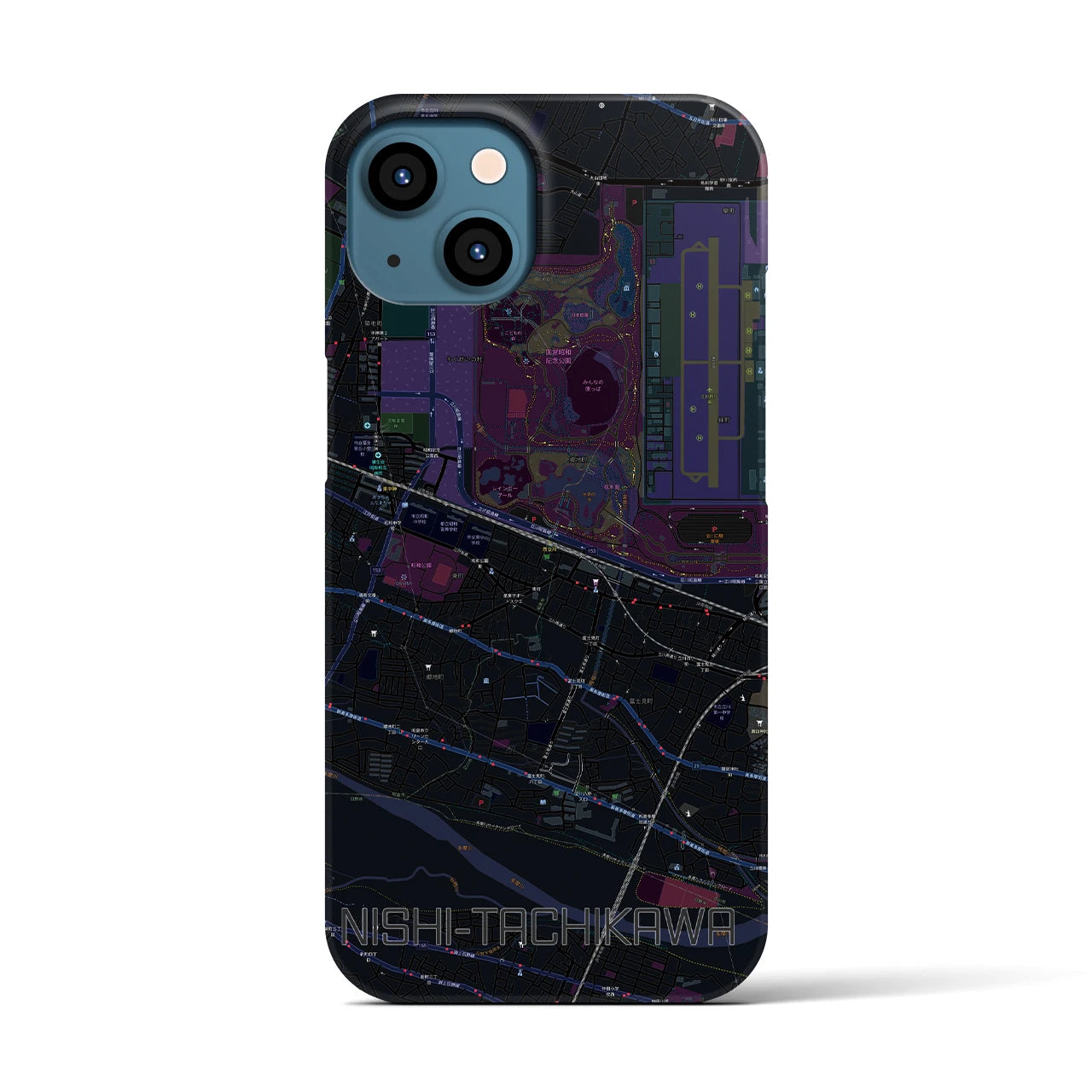 【西立川(東京都)】地図柄iPhoneケース(バックカバータイプ)