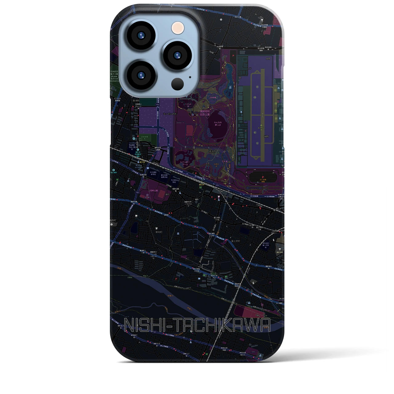 【西立川(東京都)】地図柄iPhoneケース(バックカバータイプ)
