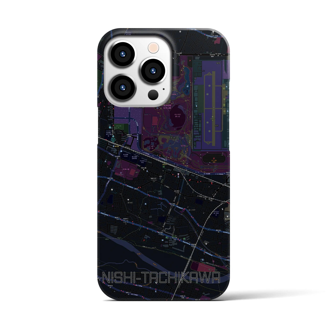 【西立川(東京都)】地図柄iPhoneケース(バックカバータイプ)