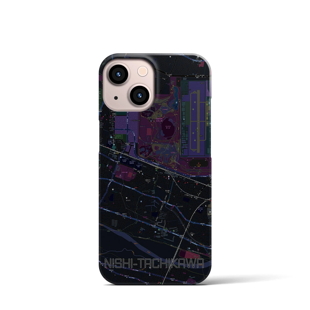 【西立川(東京都)】地図柄iPhoneケース(バックカバータイプ)