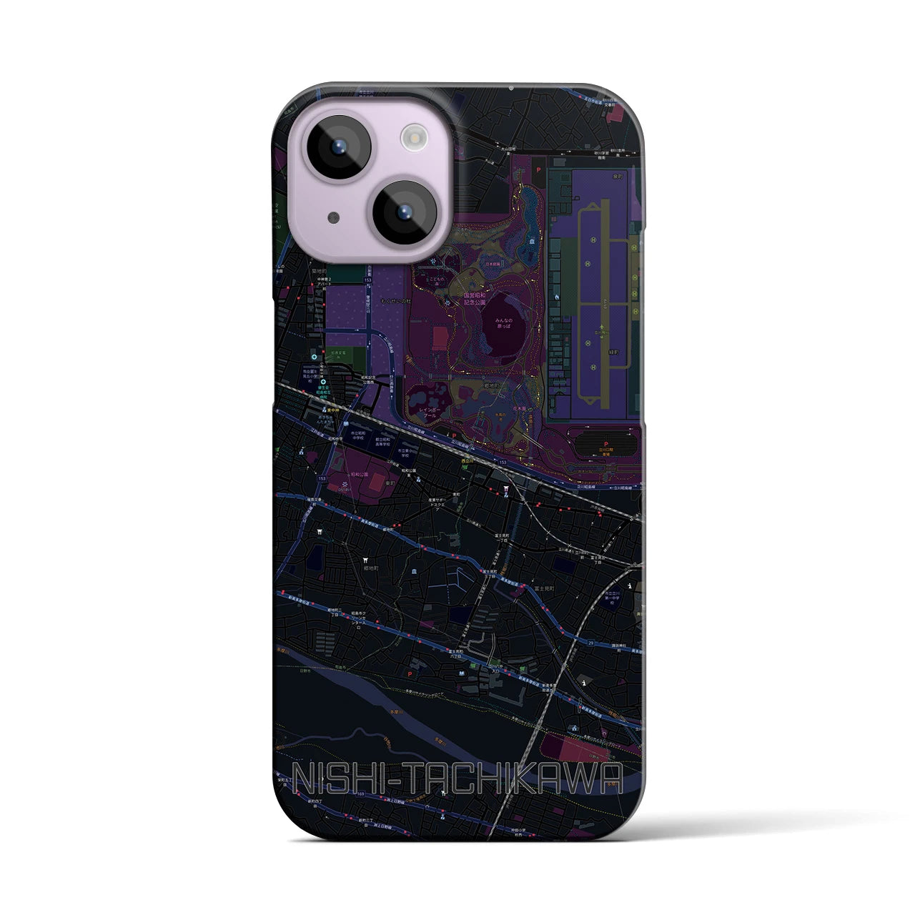 【西立川(東京都)】地図柄iPhoneケース(バックカバータイプ)