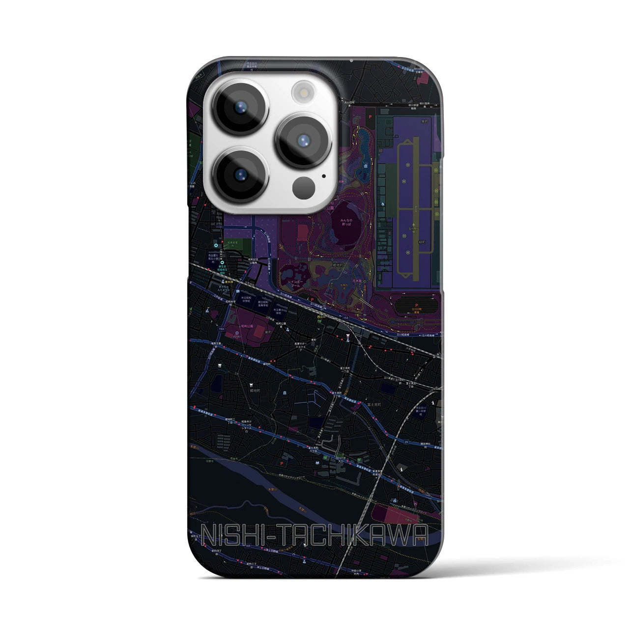 【西立川(東京都)】地図柄iPhoneケース(バックカバータイプ)