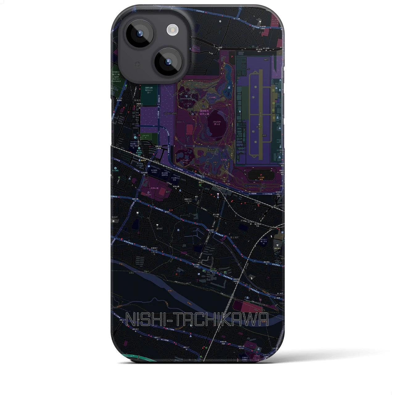 【西立川(東京都)】地図柄iPhoneケース(バックカバータイプ)